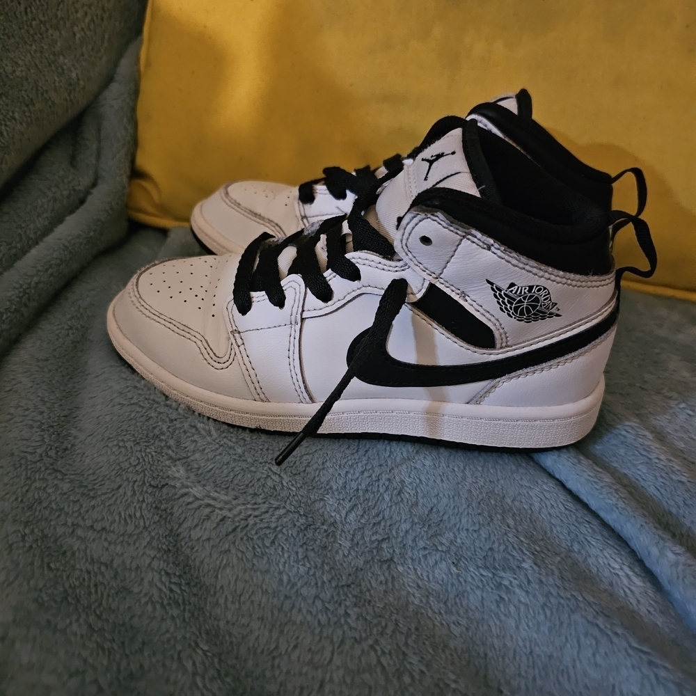 Jordan Kids Black and White High-Top Sneakers